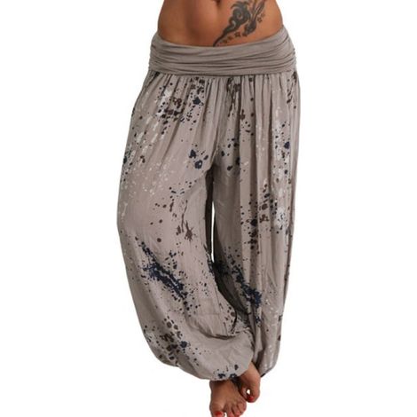 Lot femme pantalon large bohème harem yoga décontracté khaki taille M (1/4)