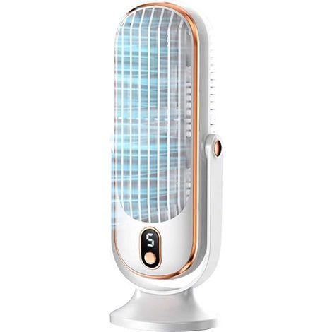 Refroidisseur d'air de bureau tour rechargeable 1800 mAh avec 5 vitesses, blanc (1/5)