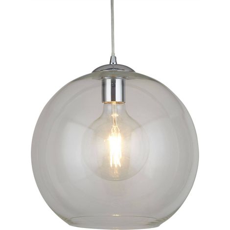 Sospensione Contemporanea Balls Acciaio Cromo Vetro Trasparente 1 Luce E27 D30Cm (1/5)