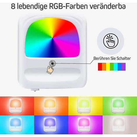 Douille pour veilleuse LED - Veilleuse à intensité variable RGB avec interrupteur et luminosité réglable, Ca (1/2)