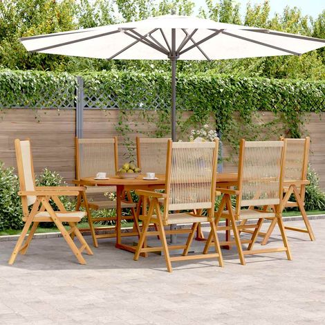 Set de comedor jardín 7 pzas polipropileno madera maciza beige (1/5)