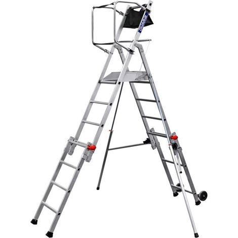 DUARIB - Plate-forme télescopique T-REX SCOP avec garde-corps sangles - Hauteur 0,80m à 2,25m - Hauteur de plancher 1,05 - 1,80m (1/4)