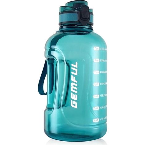 BPA-freie 2L Trinkflasche mit Zeitmarkierung und Tragegriff - Cyan (1/5)