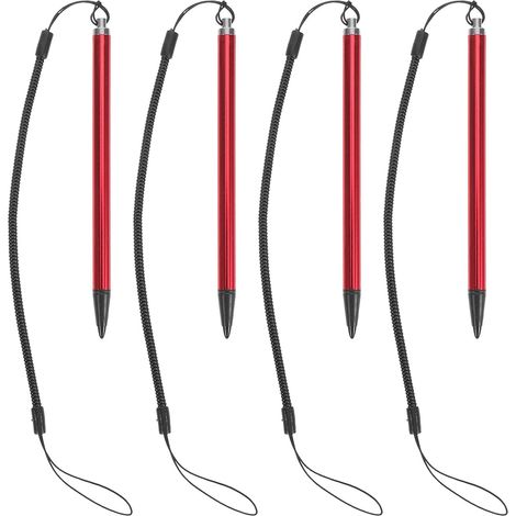 Lot de 4 Stylets résistifs pour écrans tactiles : Stylets pour Dessin et écriture avec Cordon à Ressort (Rouge) (1/5)