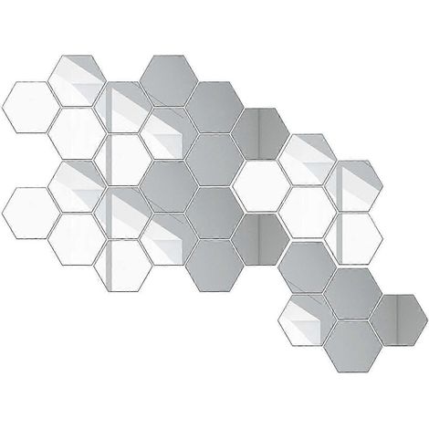 Sticker mural miroir hexagonal, 100 pièces en acrylique - Stickers décoratifs personnalisés pour salon, entrée, couloir, escaliers-Silver 80x70x40mm