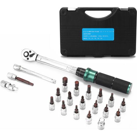 2-24N.m 1/4 Pouce Drive 21 PCS Clé dynamométrique Préréglée Ensemble d'embouts de Clé dynamométrique à Dégagement Rapide Mini Clé dynamométrique Réglable Portable Ménage Vélo Voiture Auto Réparations (1/5)