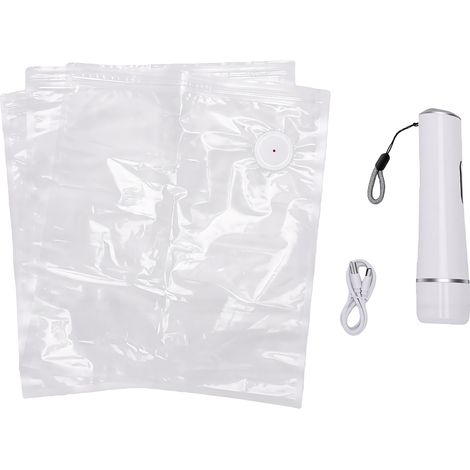 Machine sous vide portable avec sacs pour emballer les aliments, idéale pour la maison, les voyages et le camping. (1/5)
