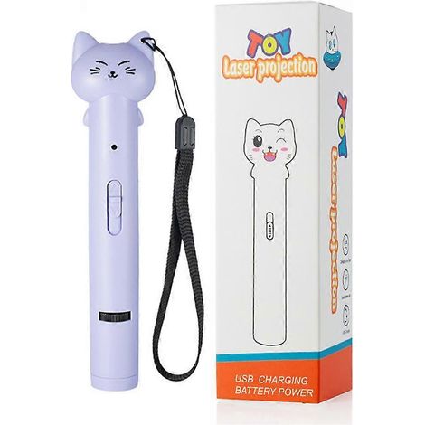Stylo laser 3 en 1 en forme de chat, rechargeable par USB, avec projection de motifs multiples et plume. (1/4)