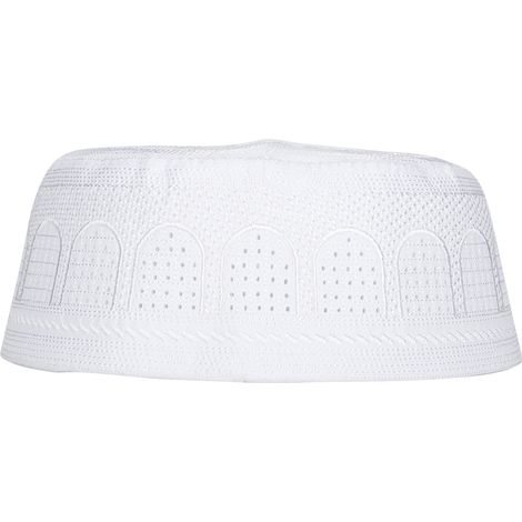 Chapeau musulman, chapeau de prière islamique blanc pur brodé, couvre-chef d'Arabie Saoudite (1/5)