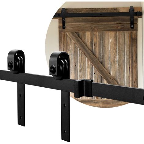 Randaco Kit de porte coulissante système coulissante Ferrure pour Système pour Portes Coulissantes avec rail de roulement Ensemble comple 152cm (1/5)