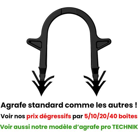 Arcanaute – Boîte de 300 agrafes standard black – Hauteur 40 mm – Fixation tube Ø 16/20 mm – Pour fixation sur isolant (1/5)