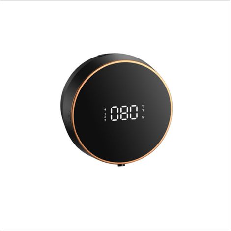 Sollbry Dispensador automático de jabón de 3 niveles, ajustable, para pared, de espuma, sin perforaciones, 300 ml, para ducha y cocina, color negro (1/5)