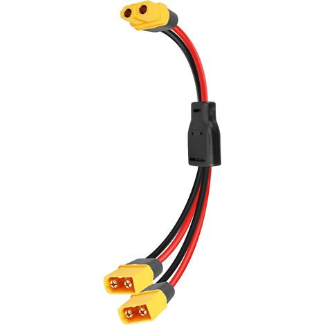 XT60 Câble d'extension répartiteur en Y 12 AWG XT60 femelle vers double connecteur pour panneau solaire, générateur solaire, centrale électrique portable, drone, RV, bateau, etc. (0,3 m) (1/5)