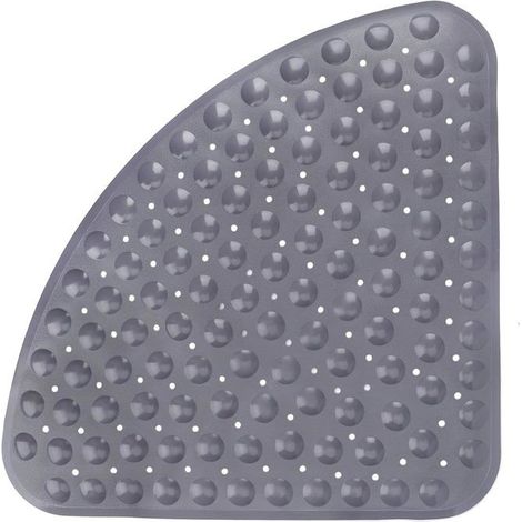 Antirutsch-Matte für Bad und Dusche mit Ablaufloch, ideal für Dusche oder Badewanne, 54 x 54 cm, grau.