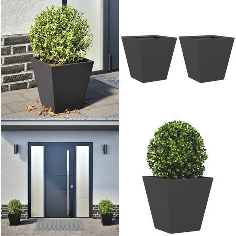 vidaXL Jardinières 2 pcs noir 30x30x30 cm acier (1/5)
