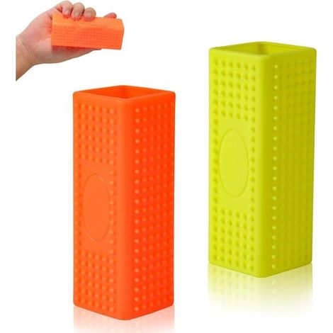 2pcs Brosses à Poils d'Animaux en Silicone, Rouleau de Nettoyage de Bloc Pratique Rouleau de Nettoyage de Tapis Portable pour Meubles Canapé Tapis Canapé Literie (Jaune et Orange) (1/4)