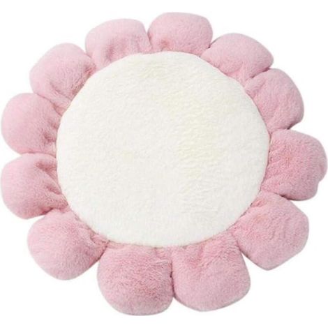 Blumenförmiges Katzenbett, gemütliches und warmes Nest, weiches Welpenkissen, Katzenkorb, rundes Bett, bequem und niedlich, waschbares Katzenkissen, 60 cm (weiß) (1/5)