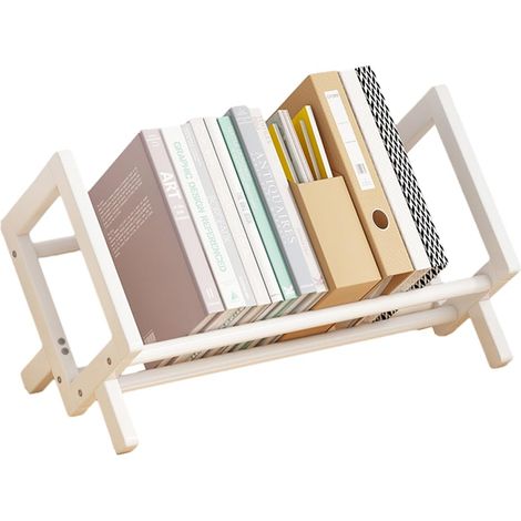 Bibliothèque en bambou pour enfants, étagère de bureau pour enfants, étagère de rangement, petit organisateur de livres simple pour chambre d'enfant (blanc, 40 cm de long) (1/5)