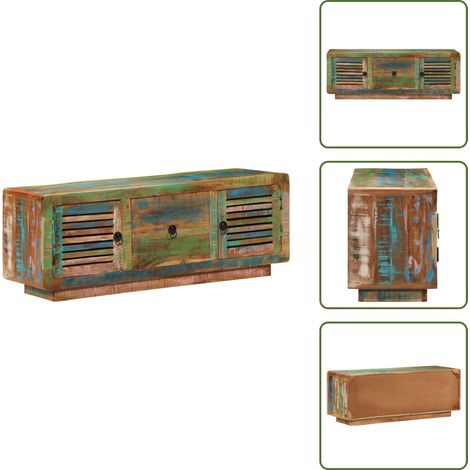 The Living Store Meuble TV 110x30x40 cm bois massif de récupération - Meubles Tv - Meuble Tv - Buffet Tv - Support Tv - Meubles Vintage (1/5)