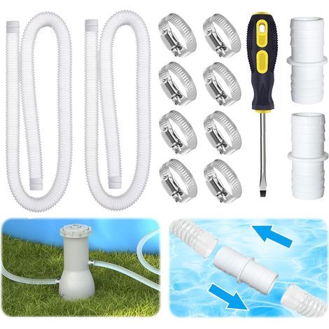 32mm Pool Hose, 2-Piece Pool Vacuum Hose, 150cm Pool Pump Hose, Pool Hoses with Sleeves, Thickened, Flexible and Waterproof, for Filtration Pumps and Pools (1/5)