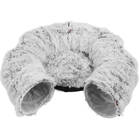 Tunnel pour chat, lit douillet en peluche, lavable, multifonctionnel et pliable, jouet tubulaire rond pour chats d'intérieur, chatons et chiots (1/5)