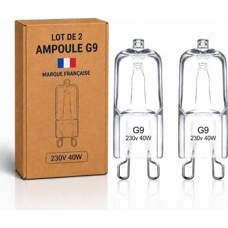Marque Française - Lot de 2 Ampoule G9 Halogène 40W, Ampoule Four LED 230V, G9 led Blanc Chaud 2700K, Résistance 300°C, Ampoule led G9 Verre Transparent, Dimmable, Compatible Neff, Whirlpool, Bosch (1/5)