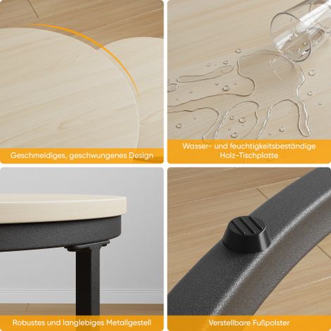 Lot de 2 tables basses rondes empilables de salon table basse pour petit espace chêne naturel (1/5)