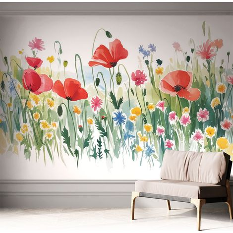 Selbstklebend Tapete modern - Wanddeko für Küche - Klebefolie Wand - luxus Look Sommerwiese 312x219 cm (1/5)