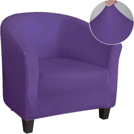 Housse de canapé extensible en soie de lait pour canapé une place - Violet foncé - (1/4)