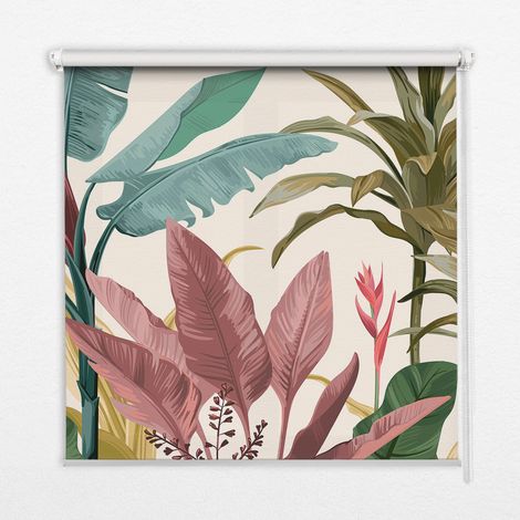 Tenda a Rullo Interna per Finestra - Tenda Filtrante Luce - Tenda Privacy - Tenda Decorativa Rettangolare - Rullo per Interni - (90 cm x 180 cm) - Foglie colorate (1/5)