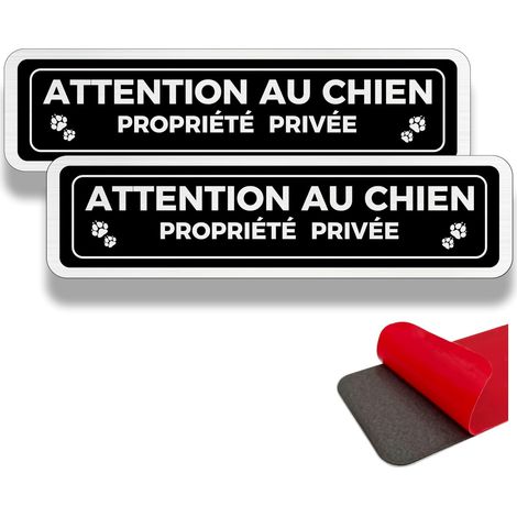 Propriété privée, 2 panneaux de propriété privée, 19×5 cm, intérieur/extérieur, panneau en aluminium, panneau d'avertissement, avec autocollant (Attention Au Chien) (1/5)