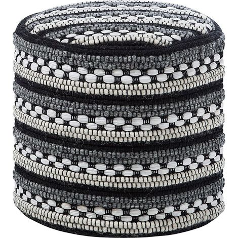 Pouf in tessuto bianco/nero 41 x 41 cm Guntur