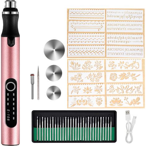 Penna per incisione elettrica, kit di strumenti per incisione portatile, mini penna per incisione, ricaricabile tramite USB, gioielli fai da te, metallo, vetro, pietra, plastica, legno, strumento per 