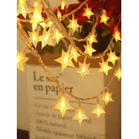20ft 40 LED String Lights Guinguette, 2 Lighting Modes, Decoractive for Bedroom, Patio, Wedding, Party, Birthday (Star) [Energy Class A] (1/4)