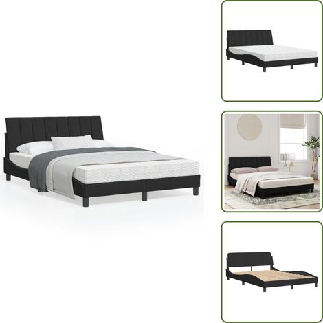 Lit avec matelas noir 120x200 cm velours - Lit - Lits - Meuble De Chambre À Coucher - Sommier (1/5)