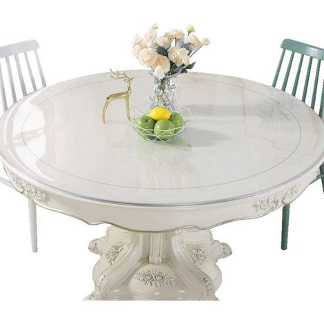 Nappe de table ronde en PVC transparent 120cm, 1.5mm d'épaisseur, imperméable