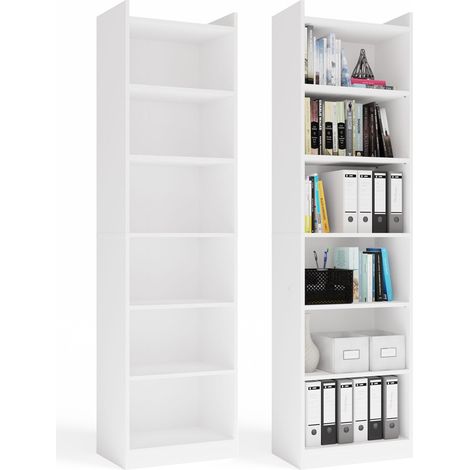 Mobile libreria Rimini 50 cm 7 ripiani per libri e raccoglitori per ufficio Bianco (1/5)