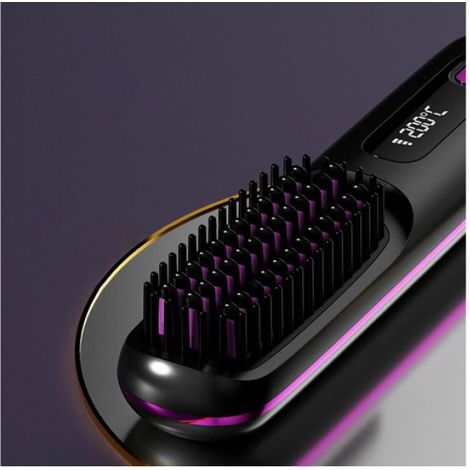 Brosse lissante sans fil pour cheveux, peigne chauffant électrique portable, noir (1/5)