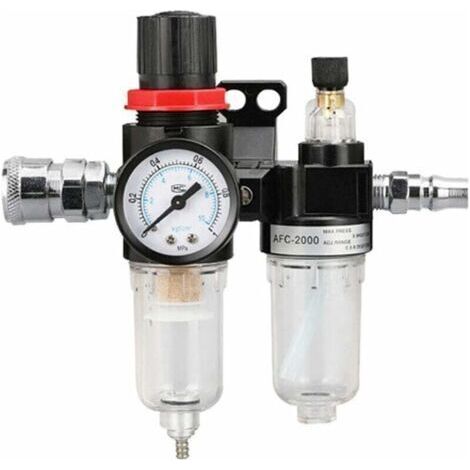 Filtre Régulateur pour Air Comprimé 1/4" Pression Piège À Humidité Huile Eau Lubrificateur Séparateur Réducteur Compresseur pneumatiques gaz Jauge Connecteur (1/5)