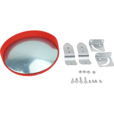 Generic Miroir de sécurité Convexe de 30,5 Cm, Résistant aux Chocs, PC, Vue Grand Angle pour la sécurité des Angles Morts dans le Parking, L'entrepôt, le Bureau, Dos en PP Rouge (Type extérieur