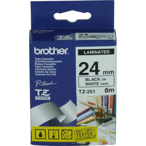 Ruban adhésif Brother P-Touch noir sur blanc, TZ-251 (1/2)