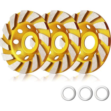 Paquete de 3 muelas de diamante para amoladora angular, 4 pulgadas, 12 segmentos, para hormigón