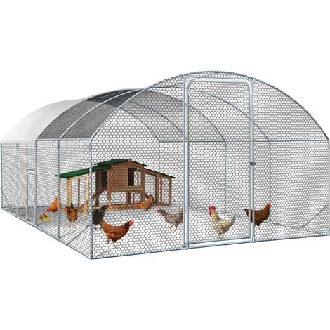 Enclos poulailler dôme IDMARKET - 15 m² - Parc grillagé 3x5 M - Avec porte latérale - Naturel (1/5)