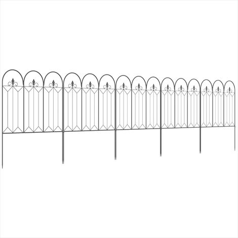 Clôture de jardin décorative en métal noir 305 x 79,5 cm (1/5)