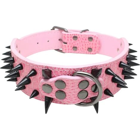 Collier chien cuir matelassé clouté, anti-morsure large 5 cm, pour chiens moyens et grands (XS) Label (1/4)