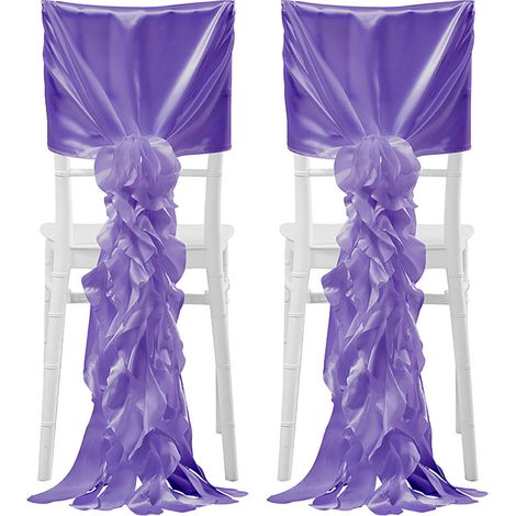 Housse de Chaise Mariage Extérieure Bambou avec Dos Fleuri, Décoration Universelle Opaline pour Sièges Osier, Style Européen (Violet) -KZQ (1/2)