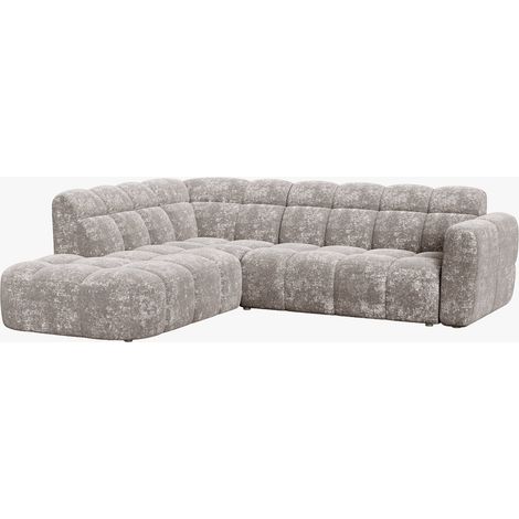 BELIZ Canapé d'angle en tissu taupe - Angle gauche