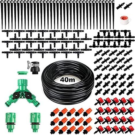 Kit d'Irrigation Goutte à Goutte avec 40M Tuyau et 158 pcs Micro Irrigation Goutteur Réglable Système d'Irrigation d'Arrosage pour Jardin Plantes Culture en Serre Refroidissement par Atomisation (1/5)