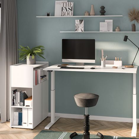 Büromöbel Set 2-teilig MEMPHIS-01 mit Schreibtisch 120x80cm in weiß (1/5)