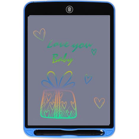 Tablette d'écriture LCD 25 cm réutilisable, tableau électronique effaçable avec stylet pour enfants et adultes, bleu (1/5)